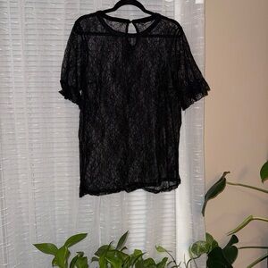 Torrid Black Sheer Lace Blouse